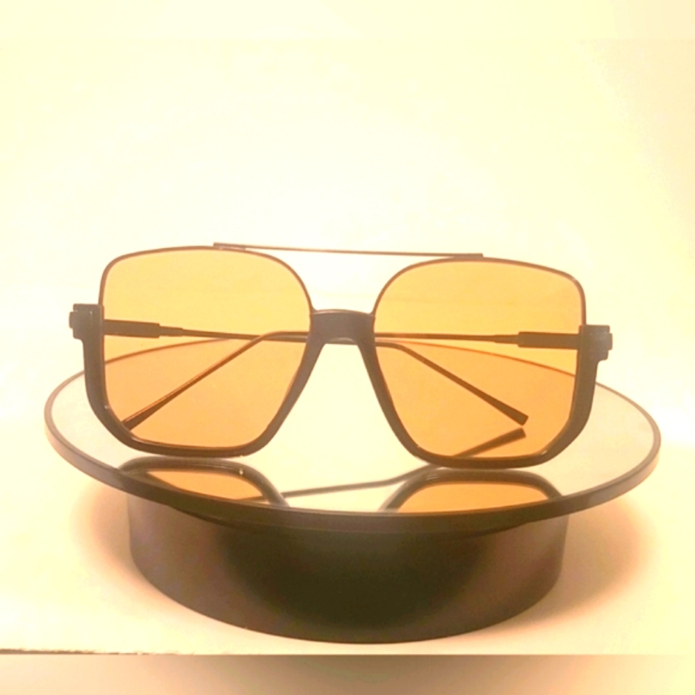 Semi Rimless Stylish Black and Brown Sunglasses